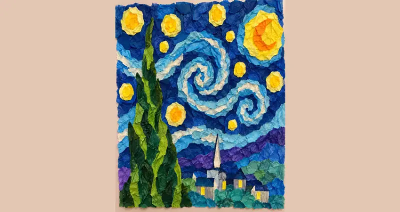 KRAPON KAĞITLARINDAN VAN GOGH TABLOSU